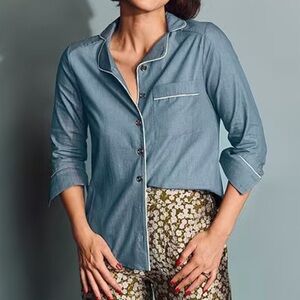 BURU Denim Mel PJ Chambray Blue Button-Up Shirt